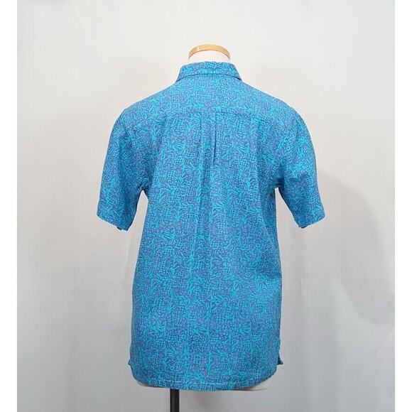 Vintage 90s Blouse Blue Purple Print Top Shirt LL Bean Cool Weave Misses Size S - Picture 4 of 6